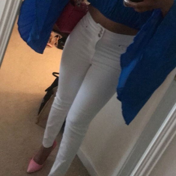 Celebrity Pink Denim - White denim high waisted skinny jeans